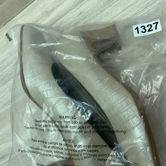 LifeStride Cream Croco Leather Square Toe Block Heel Pumps Mens 9M 90s Y2K - Picture 9 of 9